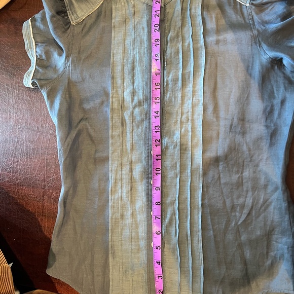 Zadig and Voltaire - Blue Pintucked Short Sleeve top - size M - Picture 9 of 11